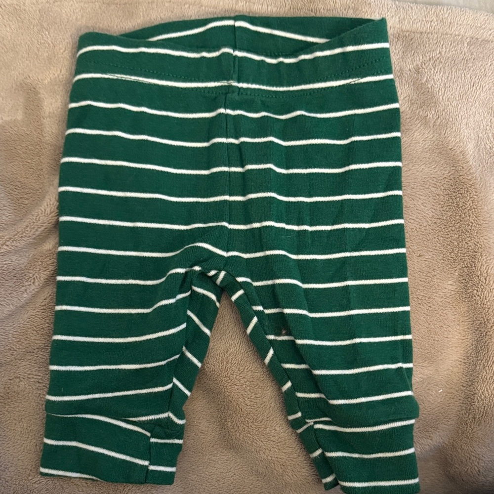 Carter’s Green and White Reindeer Striped Baby Pants
